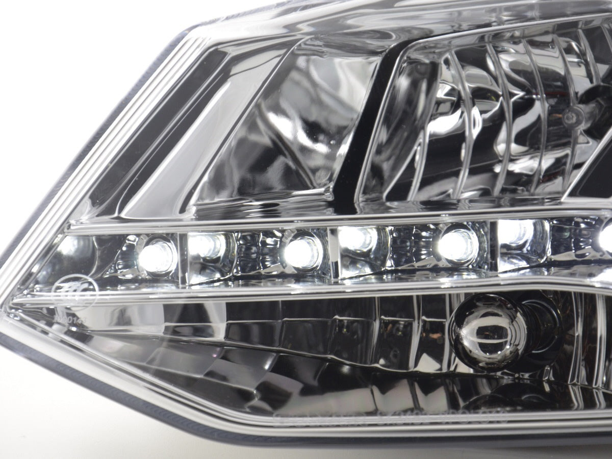 Scheinwerfer Set Daylight LED Tagfahrlicht VW Polo 6R 09- chrom für Rechtslenker Scheinwerfer Set Daylight LED Tagfahrlicht VW Polo 6R 09- chrom für Rechtslenker